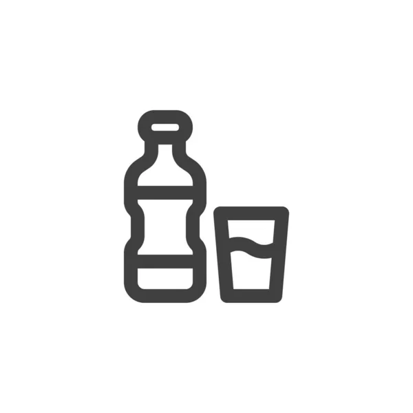 Water bottle and glass line icon — Stock Vector