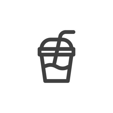 Buzlu kahve bardağı çizgisi simgesi