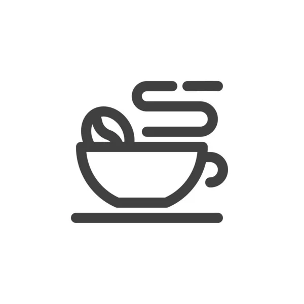 Taza de café caliente línea icono — Vector de stock
