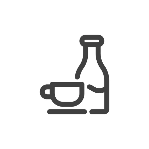 Koffie kopje en melk lijn pictogram — Stockvector