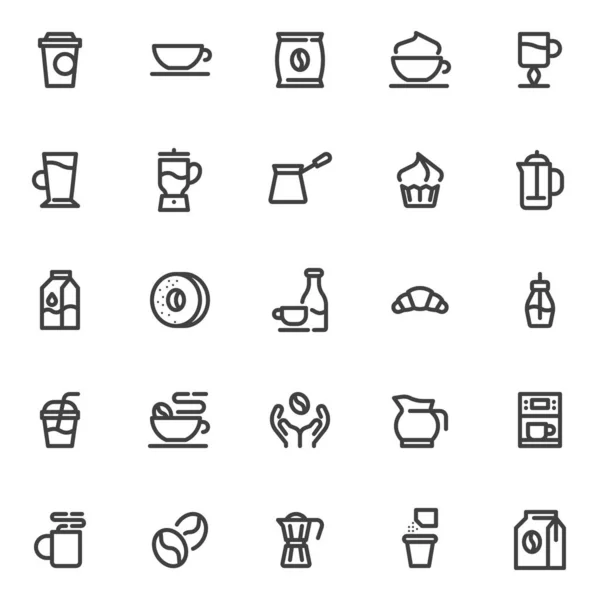 Koffie winkel lijn pictogrammen ingesteld — Stockvector