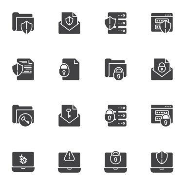 Siber güvenlik vektör simgeleri ayarlandı