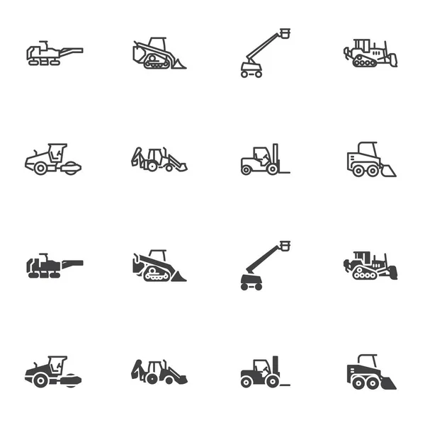 Conjunto de ícones de máquinas pesadas — Vetor de Stock