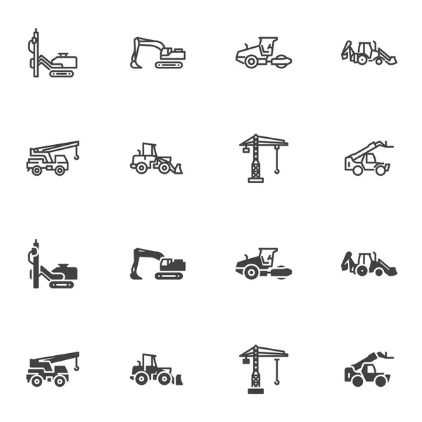 Conjunto de ícones de máquinas de construção — Vetor de Stock