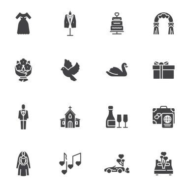 Düğün ve evlilik vektörü simgeleri belirlendi