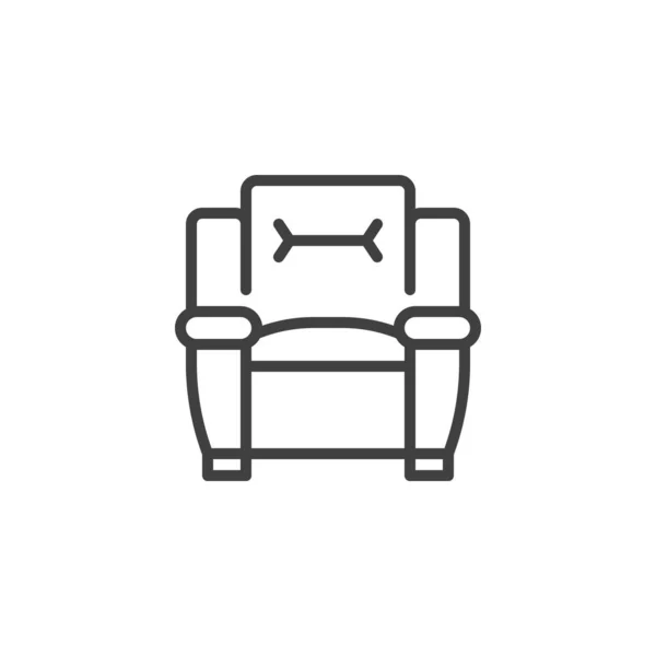 Sillón de cuero línea icono — Vector de stock