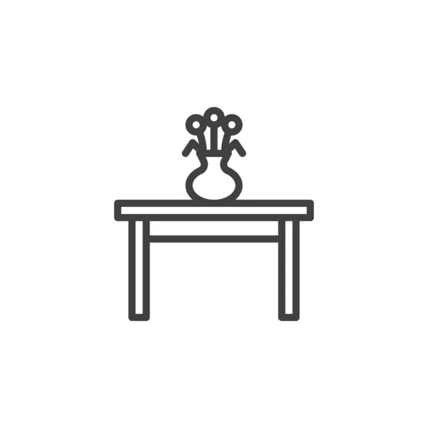 Mesa con icono de línea florero — Archivo Imágenes Vectoriales