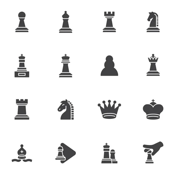 Jogo de xadrez conjunto de ícones vetoriais — Vetor de Stock