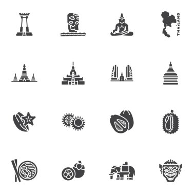 Tayland kültür vektör simgeleri ayarlandı