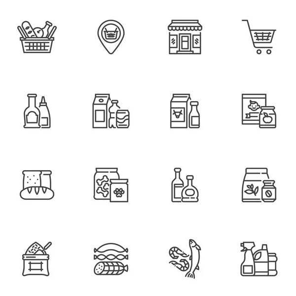 Ensemble d'icônes de ligne de magasin d'épicerie — Image vectorielle