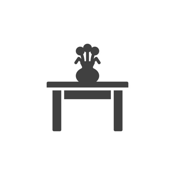 Tisch mit Blumenvase-Vektor-Symbol — Stockvektor