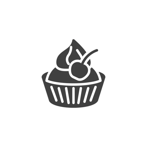 Cupcake con icono de vector de cereza — Archivo Imágenes Vectoriales