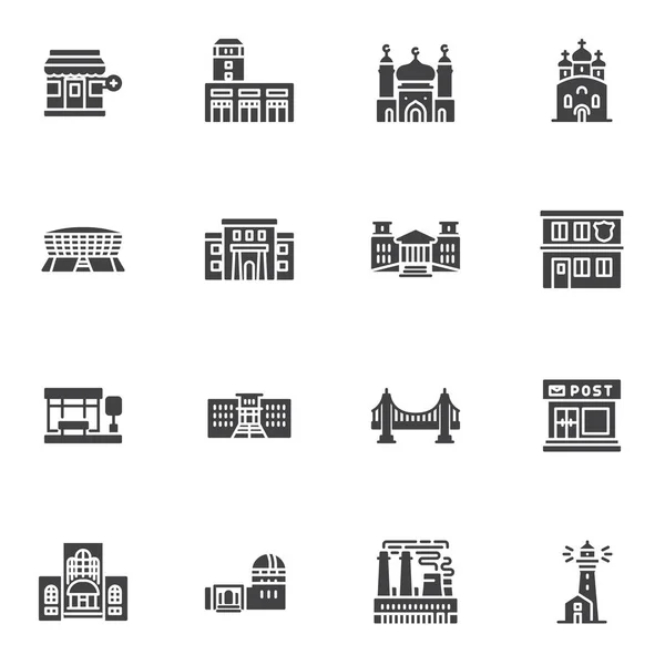 Vektor-Symbole für städtische Gebäude gesetzt — Stockvektor