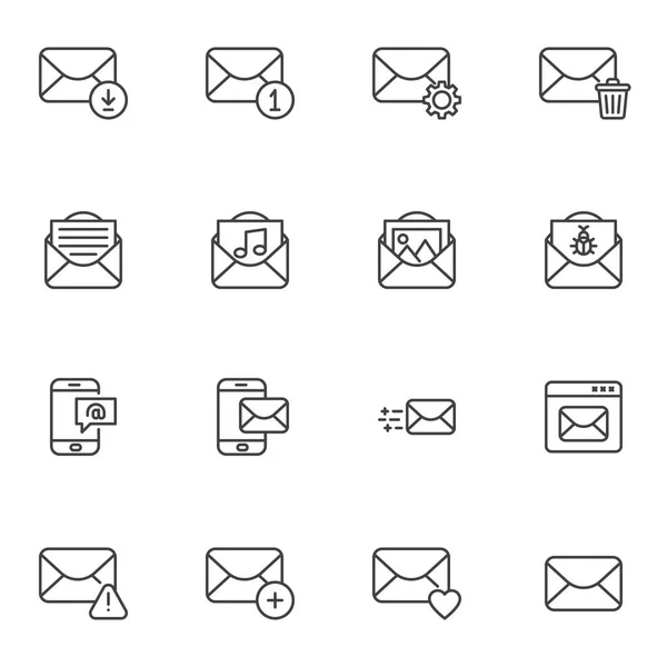Email Notifications line icons set — 스톡 벡터