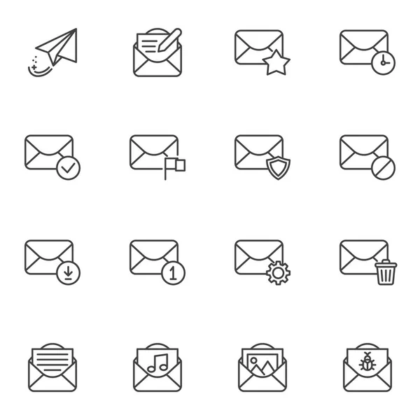 Email, mail line icons set — Stock Vector