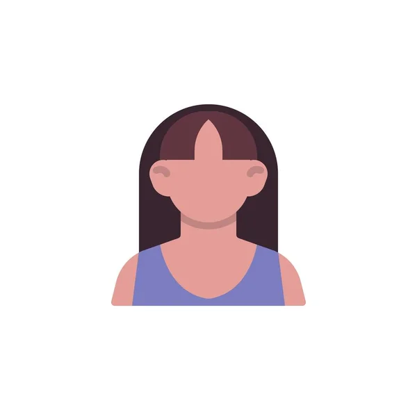 Mujer sin rostro personaje icono plano — Vector de stock