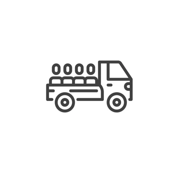 Menekültszállító teherautó-vonal ikonja — Stock Vector