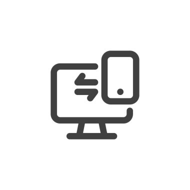 Telefon ve bilgisayar eşzamanlama satırı simgesi