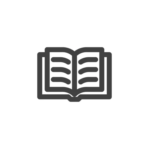 Open boek met tekst lijn icoon — Stockvector