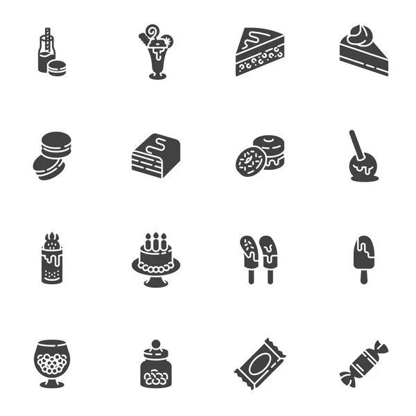 Conjunto de iconos vectoriales de pasteles y dulces — Archivo Imágenes Vectoriales