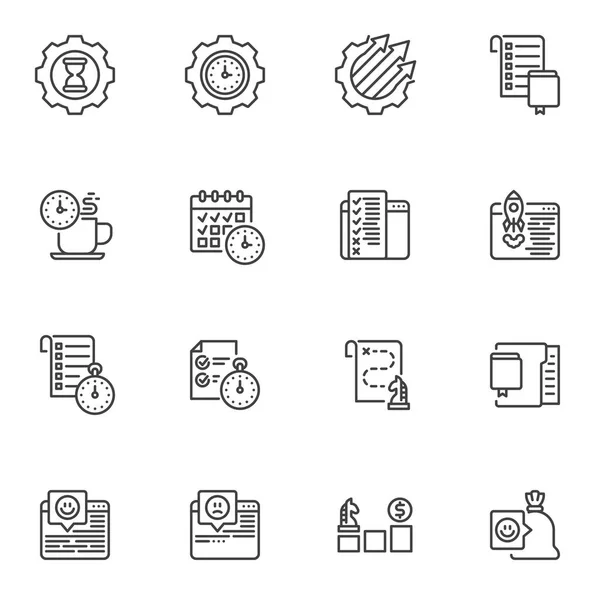 Conjunto de iconos de línea de gestión de tiempo — Archivo Imágenes Vectoriales