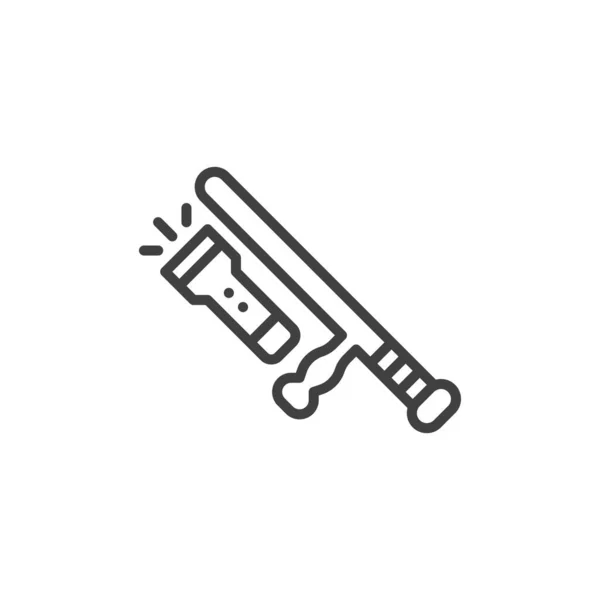 Police baton and flashlight line icon — Stock Vector