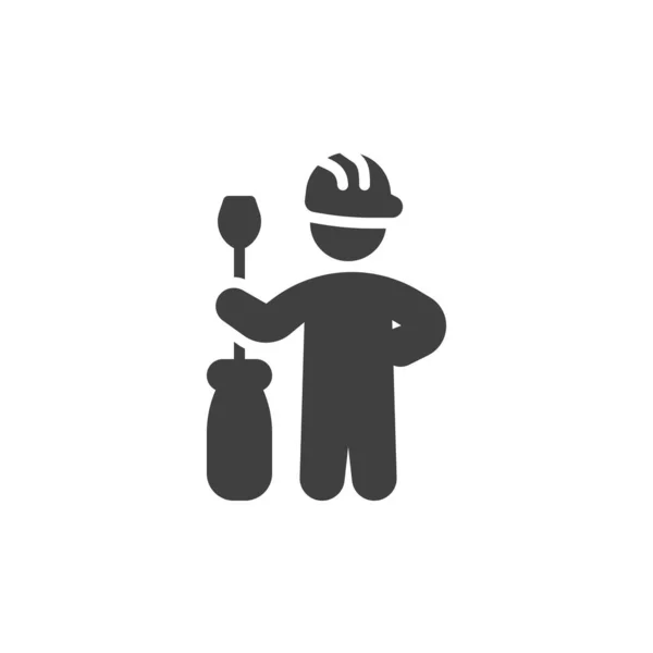 Worker with screwdriver vector icon — Stock Vector