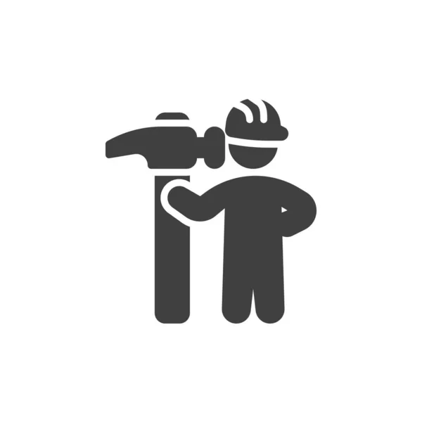 Carpinteiro com ícone de vetor de martelo — Vetor de Stock
