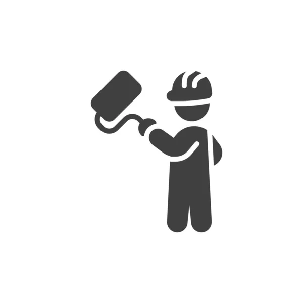 Man with paint roller vector icon — Stockový vektor