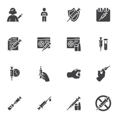 Tıbbi aşı vektör simgeleri ayarlandı