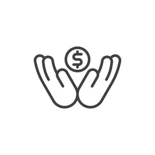 Donación de dinero icono de línea de mano — Vector de stock