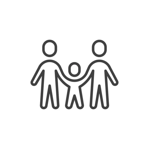Famille tenant la main ligne icône — Image vectorielle