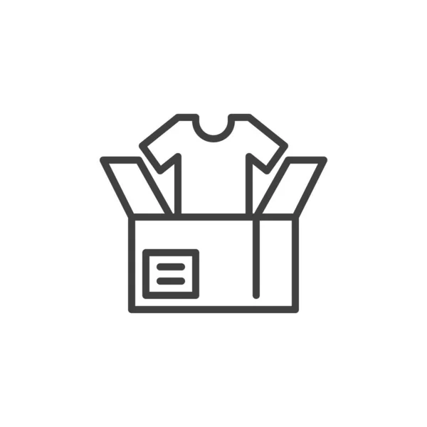 Donatie doos met kleding lijn pictogram — Stockvector
