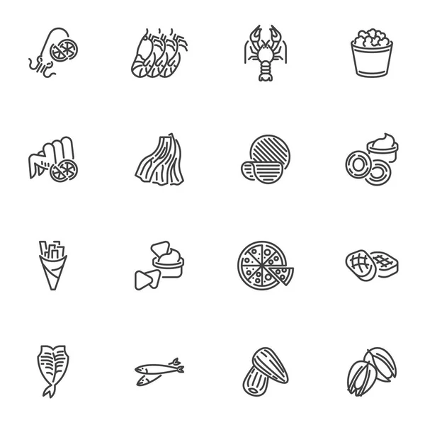 ( 영어 ) Pub food line icons set — 스톡 벡터