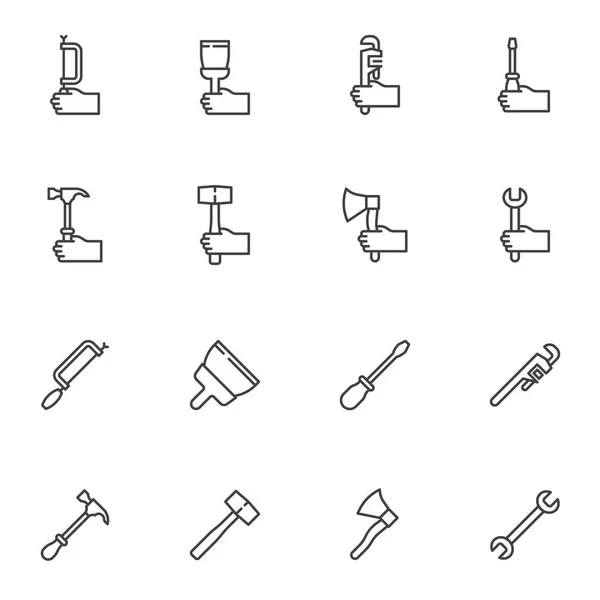 Conjunto de ícones de linha de ferramentas de trabalho — Vetor de Stock