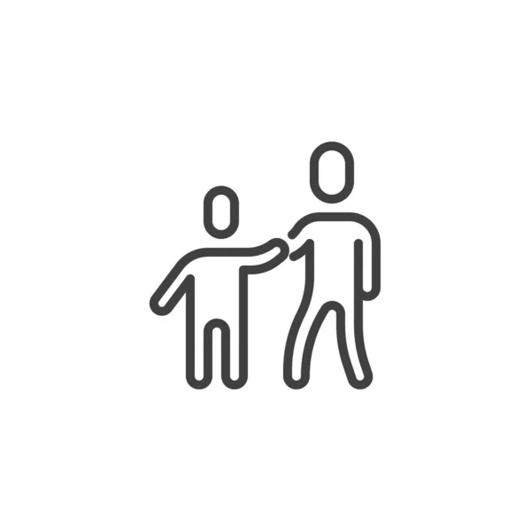 Férfi és gyermek vonal ikon — Stock Vector