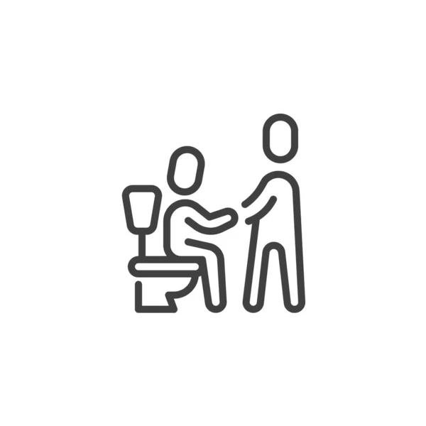 Opiekun pomagający człowiekowi w ikonie toalety — Wektor stockowy