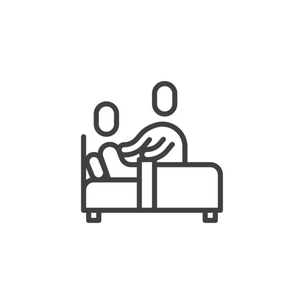 Caregiver nursing home line icon — Stock Vector