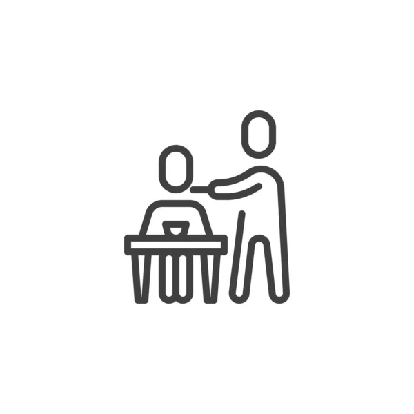 Voluntário ajudando no ícone da linha de mesa — Vetor de Stock
