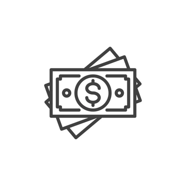 Dólar línea de dinero icono — Vector de stock