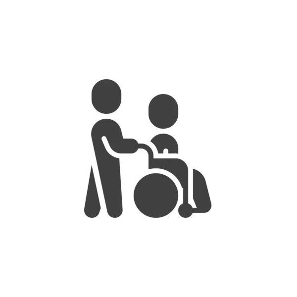 Volunteer and handicapped person vector icon — Stock Vector