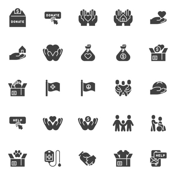 Help and care vector icons set