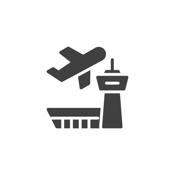 Flughafengebäude und Flugzeug-Vektorsymbol — Stockvektor