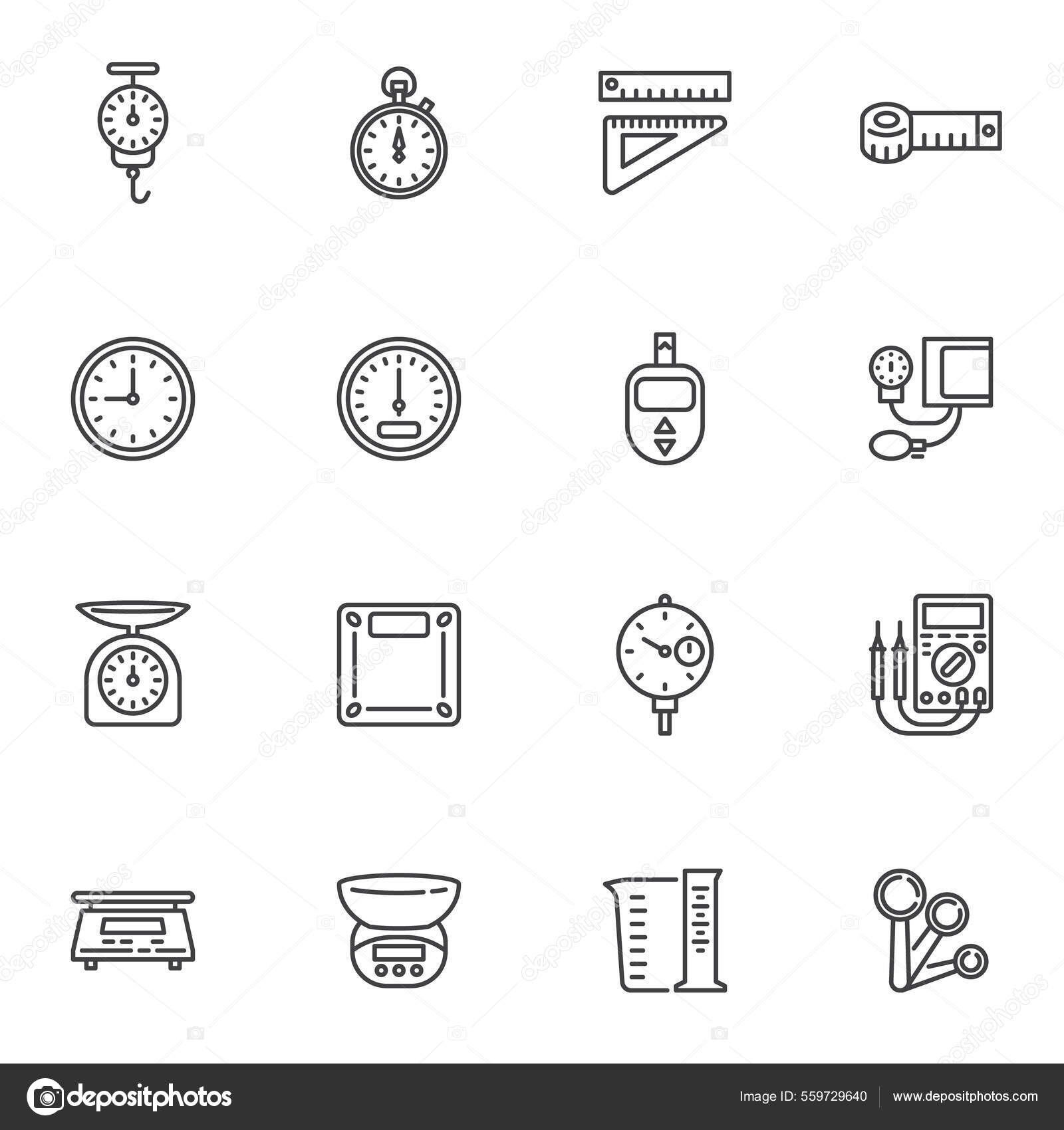 Kitchen timer icon set outline style Royalty Free Vector