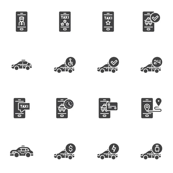 Taxi servicio vector iconos conjunto — Vector de stock