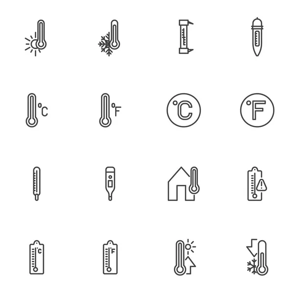 Set de iconos de línea de temperatura — Vector de stock