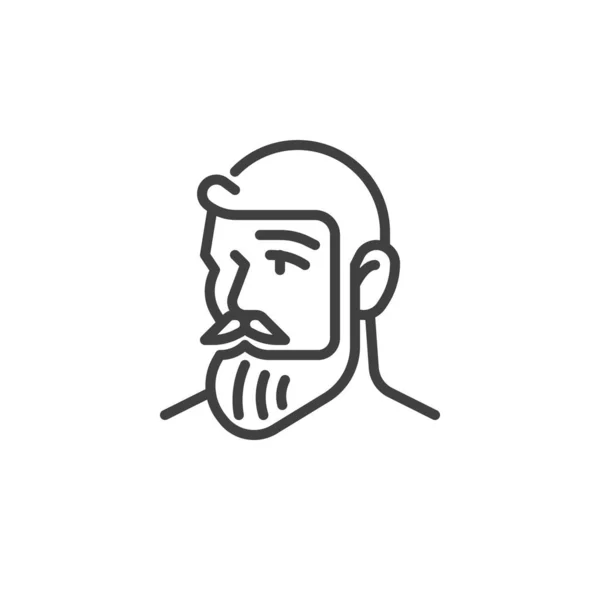 Homme barbu avec l'icône de ligne de moustache — Image vectorielle
