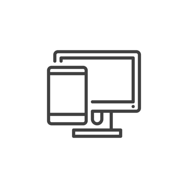 Computer monitor en smartphone lijn pictogram — Stockvector