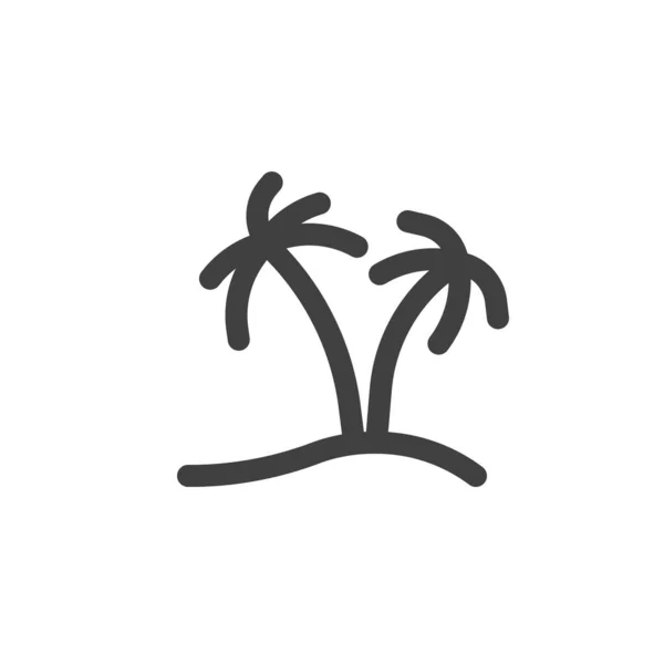 Pálmafák a sziget vonalán ikon — Stock Vector