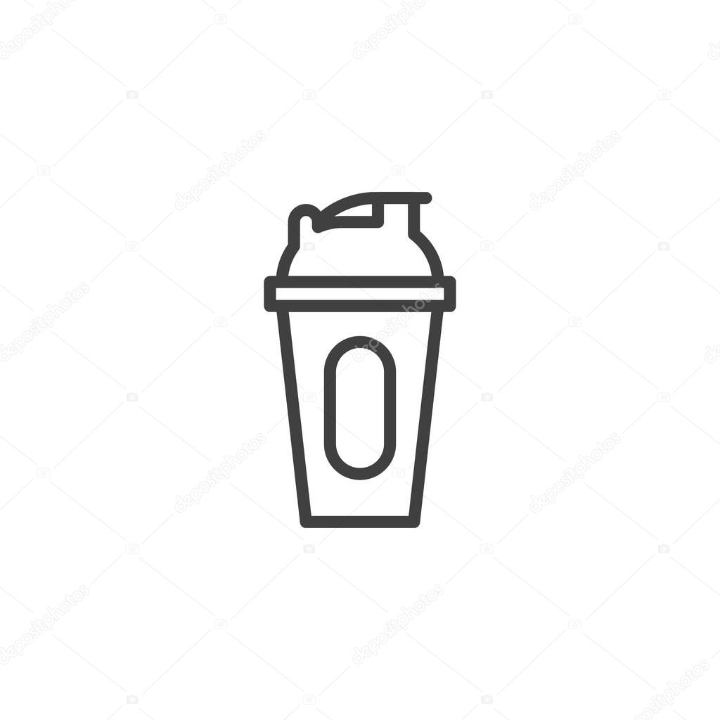Fitness water bottle line icon. linear style sign for mobile concept and web design. Shaker bottle outline vector icon. Symbol, logo illustration. Vector graphics